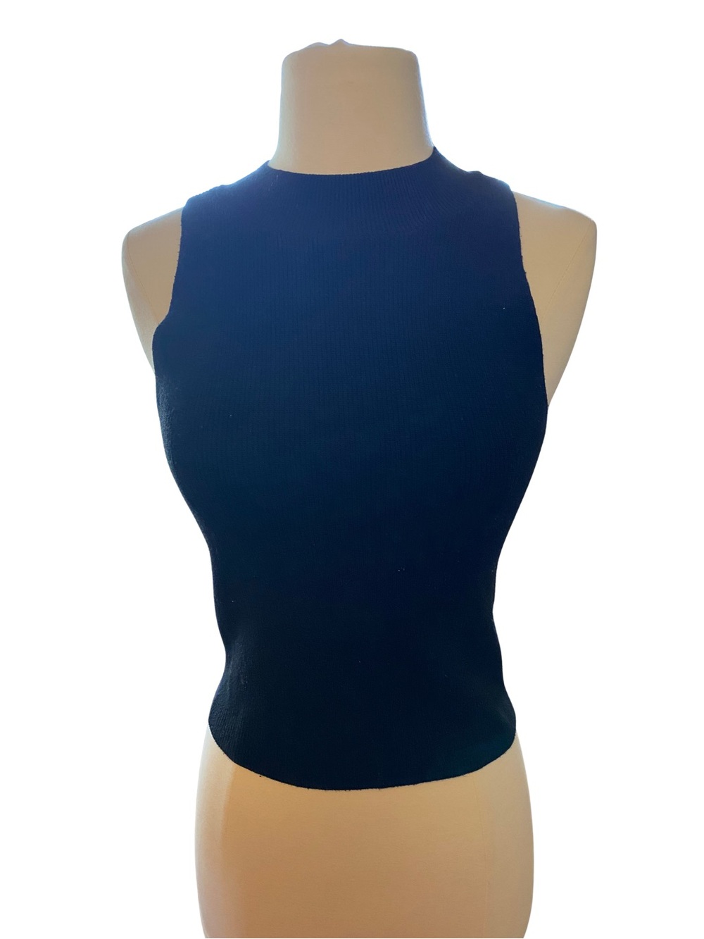 Frame silk blend Black Sleeveless Ribbed Mock-Neck Tank